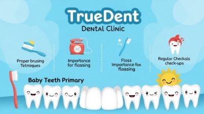 دليل الوقاية بالاسنان اللبنية عند الاطفال من مركز TrueDent