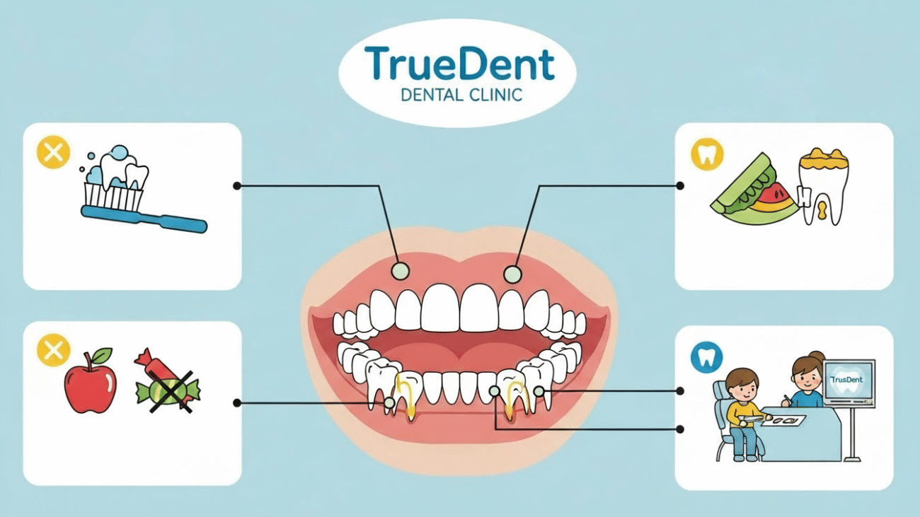 دليل الوقاية بالاسنان اللبنية عند الاطفال من مركز TrueDent